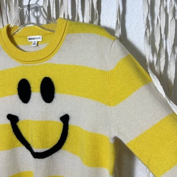 Minnie Rose Cashmere Stripe Happy Face Sweater Size XS - Picture 3 of 10